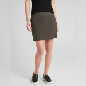 Athleta Soho Skort Olive Green Zip Pockets Athletic Golf Tennis Plus
